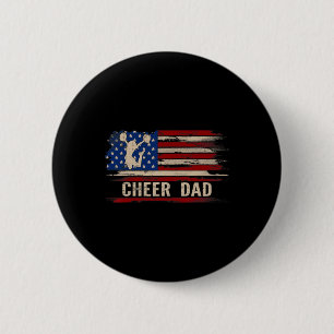 Vintage Cheer Dad American Usa Flag Cheerleadingda Button