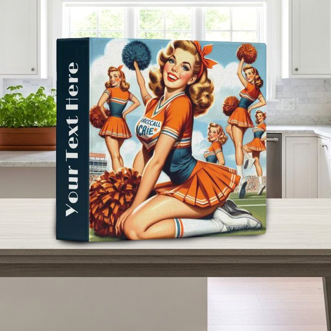 Vintage Cheerleaders Illustration 3 Ring Binder (Creator Uploaded)
