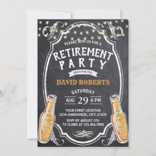 Vintage Cheers Beer Chalkboard Retirement Party Invitation