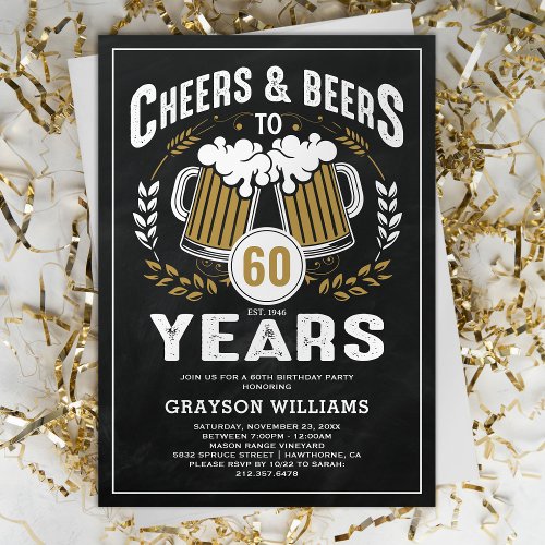 Vintage Cheers  Beers Any Age Birthday Invitation