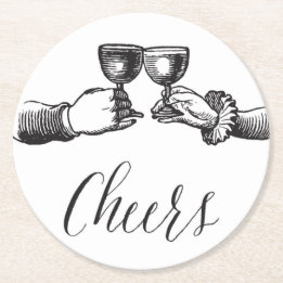 Vintage Cheers Round Paper Coaster