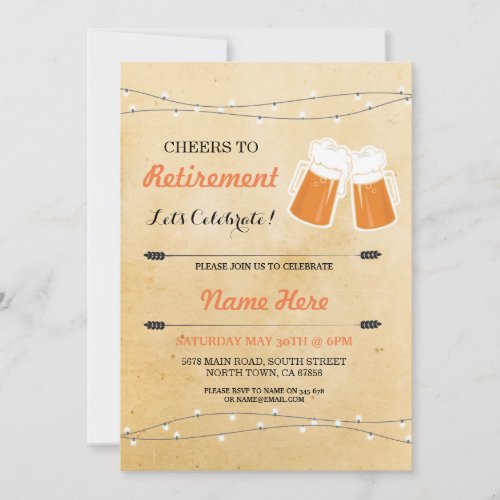 Vintage Cheers to Retirement Party Beers Invite