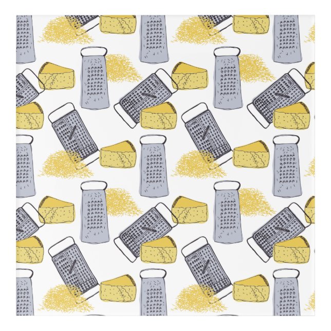 Vintage Cheese and Grater Pattern Acrylic Print (Front)
