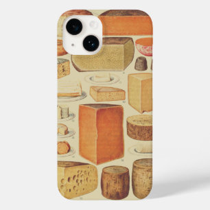 Vintage cheese chart illustration cheese menu Case-Mate iPhone 14 case