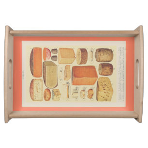 Vintage cheese chart illustration cheese menu serving tray