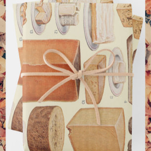 Vintage cheese chart illustration cheese menu wrapping paper sheets