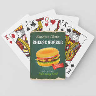 Vintage Cheeseburger Ad Playing Cards