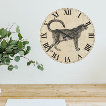 Vintage Cheetah Large Clock by BluePress at Zazzle