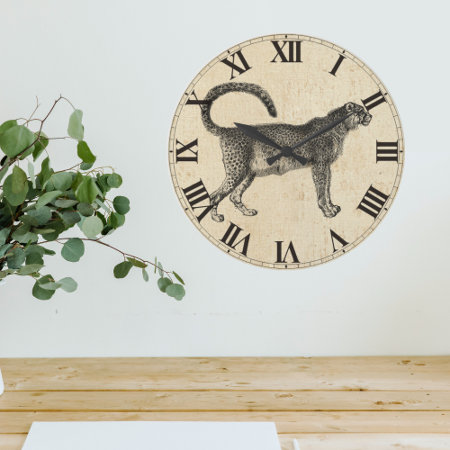 Vintage Cheetah Large Clock