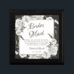 Vintage Cherish Bridesmaid Quote Personalized Gift Box<br><div class="desc">Vintage Cherish White Floral & Rose Gold Painted Roses and Flowers. A Vintage Classic and Elegant Look, and Plenty of Gray, Ivory White, Rose Gold, Dusty Pink, Pine Green, and Gray leaves and foliage. With Hand Painted Floral elements, Vintage Classic Script Fonts, and Elegant Rose Gold Glitter Foil Geometric Square...</div>