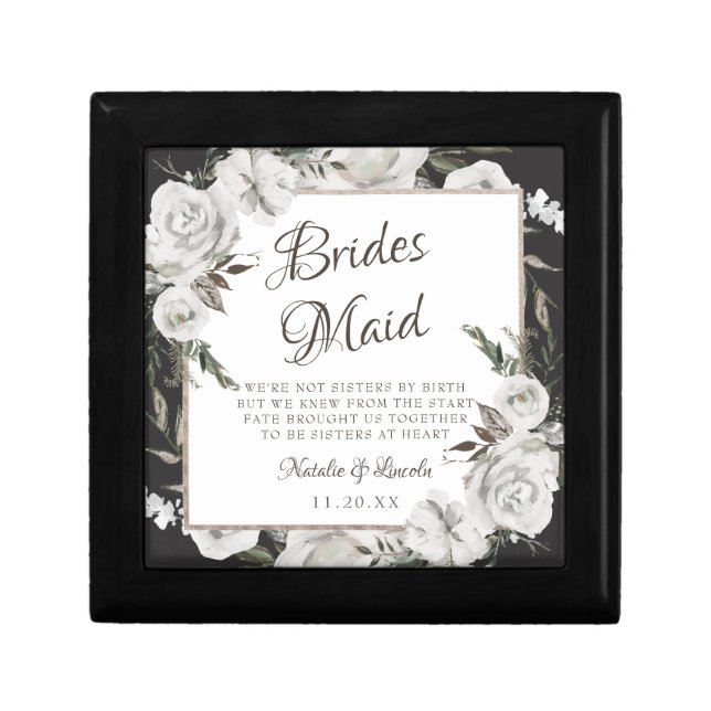 Vintage Cherish Bridesmaid Quote Personalized Gift Box (Front)