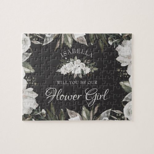 Vintage Cherish Floral Be Our Flower Girl Proposal Jigsaw Puzzle