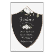Vintage Cherish Floral Crest Wedding Welcome Sign Wall Decal