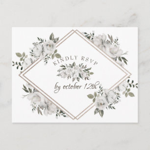 Vintage Cherish Floral Diamond Meal Choice RSVP Invitation Postcard