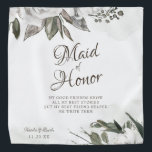 Vintage Cherish Floral Maid of Honor Handkerchief Bandana<br><div class="desc">Vintage Cherish White Floral & Rose Gold Painted Roses and Flowers. A Vintage Classic and Elegant Look, and Plenty of Gray, Ivory White, Rose Gold, Dusty Pink, Pine Green, and Gray leaves and foliage. With Hand Painted Floral elements, Vintage Classic Script Fonts and Classy Peony and Rose Borders - Maid...</div>