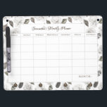 Vintage Cherish Floral Monthly Planner Calendar Dry Erase Board With Keychain Holder<br><div class="desc">Vintage Cherish White Floral & Rose Gold Painted Roses and Flowers. A Vintage Classic and Elegant Look, and Plenty of Gray, Ivory White, Rose Gold, Dusty Pink, Pine Green, and Gray leaves and foliage. With Hand Painted Floral elements, Vintage Classic Script Fonts and Stylish Rose Gold Glitter Foil Frame &...</div>