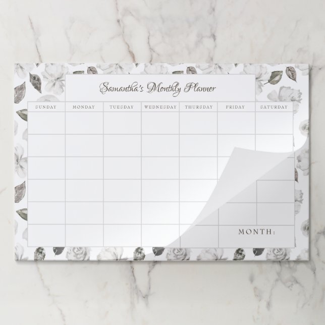 Vintage Cherish Floral Monthly Planner Calendar Paper Pad (Folded)