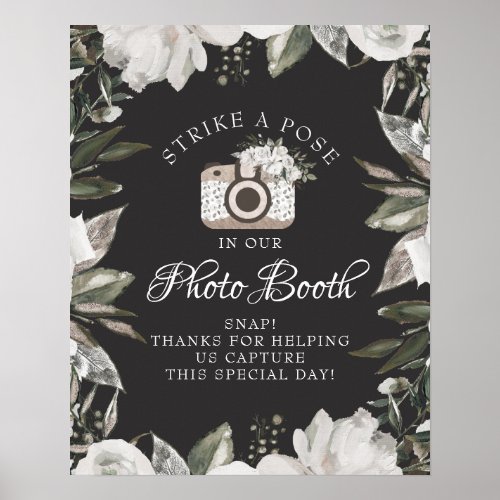 Vintage Cherish Floral Photo Booth Wedding Sign