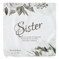 Vintage Cherish Floral Sister Quote Handkerchief
