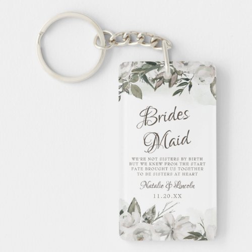 Vintage Cherish Floral To the Bridesmaid Quote Keychain
