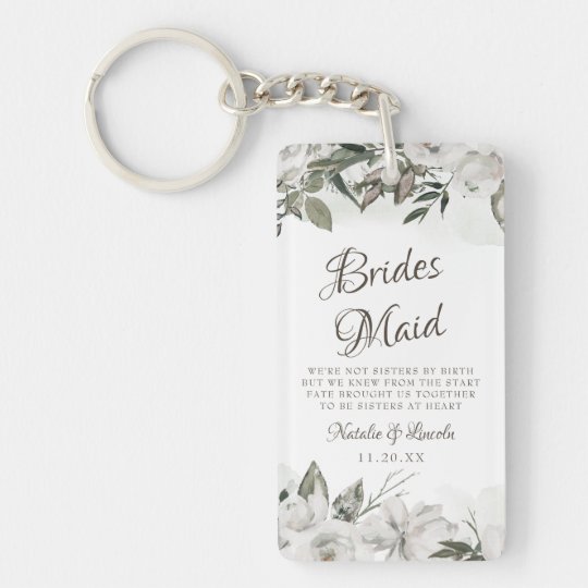 Vintage Cherish Floral To The Bridesmaid Quote Keychain Zazzle Com