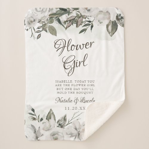 Vintage Cherish Floral To the Flower Girl Quote Sherpa Blanket