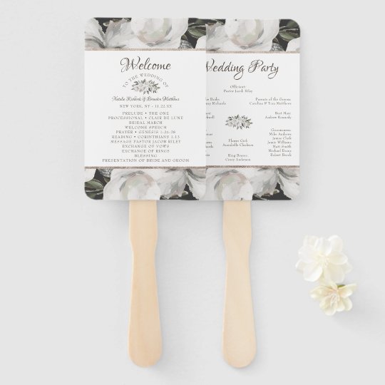 Vintage Cherish Floral Wedding Ceremony Program Hand Fan Zazzle Com
