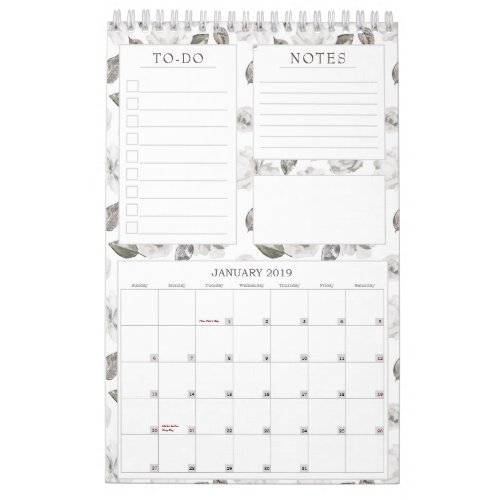 Vintage Cherish Floral Yearly Monthly Planner Calendar