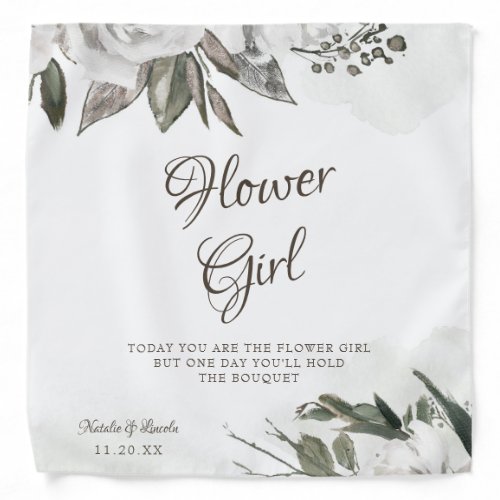 Vintage Cherish Flower Girl Quote Handkerchief Bandana