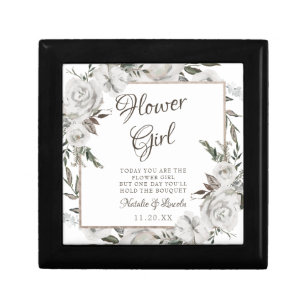 Vintage Cherish Flower Girl Quote Personalized Gift Box