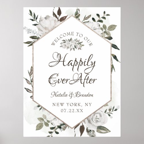 Vintage Cherish Happily Ever After Reception Sign