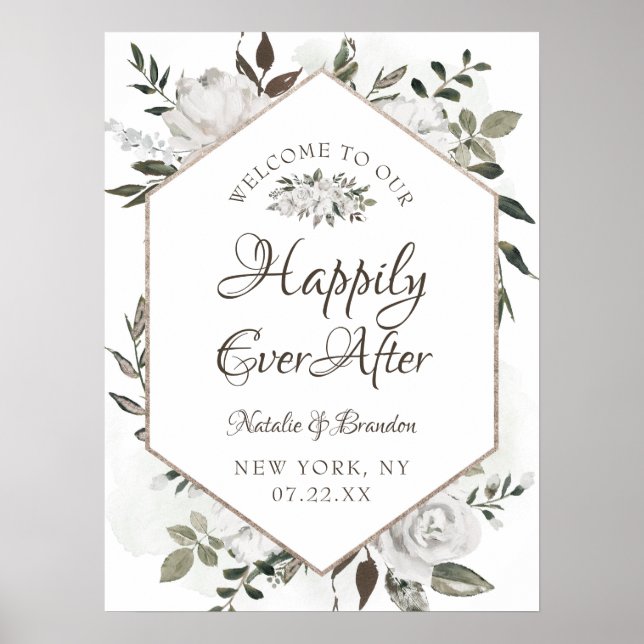 Vintage Cherish Happily Ever After Reception Sign (Front)