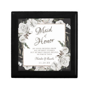 Vintage Cherish Maid of Honor Quote Personalized Gift Box