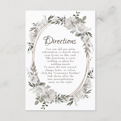 Vintage Cherish Oval Floral Wedding Directions Enclosure Card