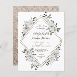 Vintage Cherish Rose Gold Double Diamond Wedding Invitation
