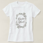 Vintage Cherish Rose Gold Oval Floral Bridesmaid T-Shirt<br><div class="desc">Vintage Cherish White Floral & Rose Gold Painted Roses and Flowers. A Vintage Classic and Elegant Look, and Plenty of Gray, Ivory White, Rose Gold, Dusty Pink, Pine Green, and Gray leaves and foliage. With Hand Painted Floral elements, Vintage Classic Script Fonts and Rose Gold Elegant Floral Oval Frame -...</div>
