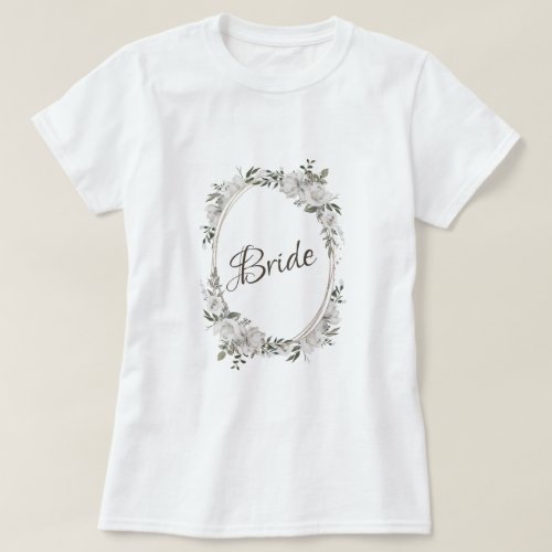 Vintage Cherish Rose Gold Oval Floral Frame Bride T_Shirt