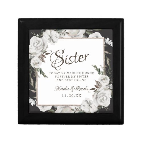 Vintage Cherish Sister Maid of Honor Personalized Gift Box
