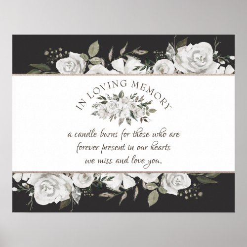 Vintage Cherish White Floral In Loving Memory Sign