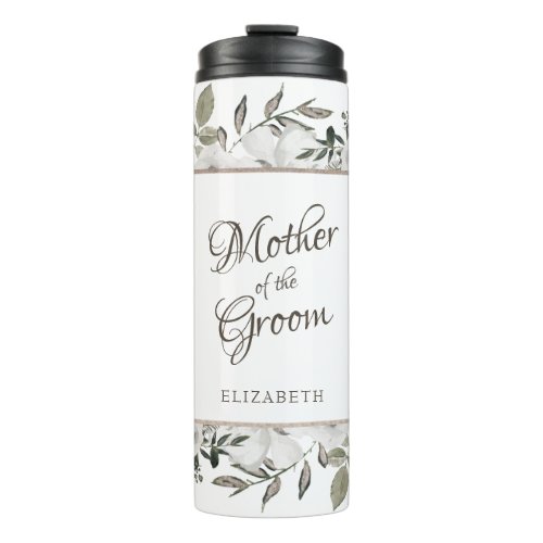 Vintage Cherish White Floral Mother of the Groom Thermal Tumbler
