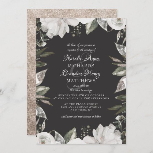 Vintage Cherish White Floral  Rose Border Wedding Invitation