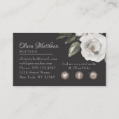 Vintage Cherish White Floral & Rose Gold Gray Business Card (Back)