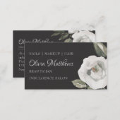 Vintage Cherish White Floral & Rose Gold Gray Business Card (Front/Back)