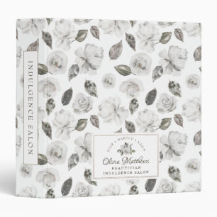 Vintage Cherish White Floral & Rose Gold Monogram 3 Ring Binder