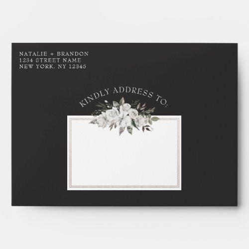 Vintage Cherish White Floral  Rose Gold Wedding Envelope