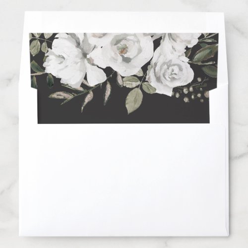 Vintage Cherish White Floral & Rose Gold Wedding Envelope Liner