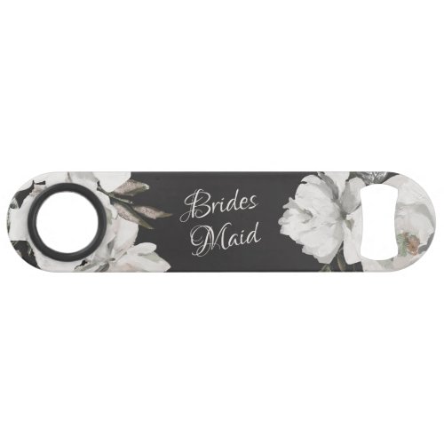 Vintage Cherish White Floral  Roses Bridesmaid Bar Key