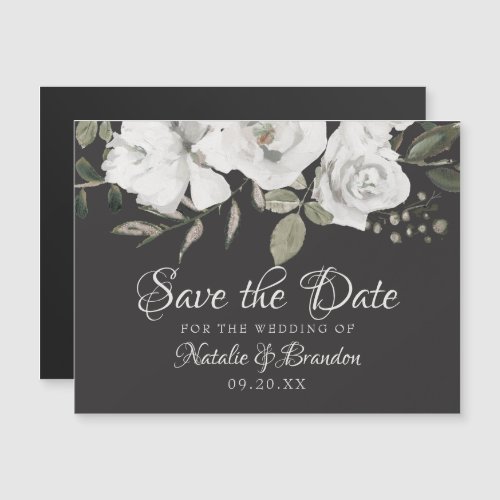 Vintage Cherish White Floral  Roses Save the Date
