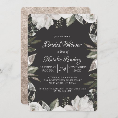 Vintage Cherish White Floral Wedding Bridal Shower Invitation
