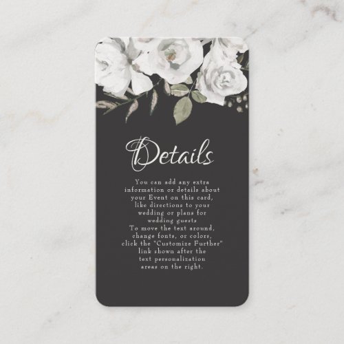 Vintage Cherish White Floral Wedding Details Enclosure Card